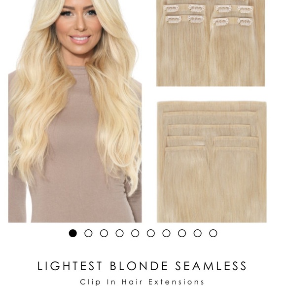 Seamless Clip Hair 16" Lightest Blonde - Picture 2 of 7